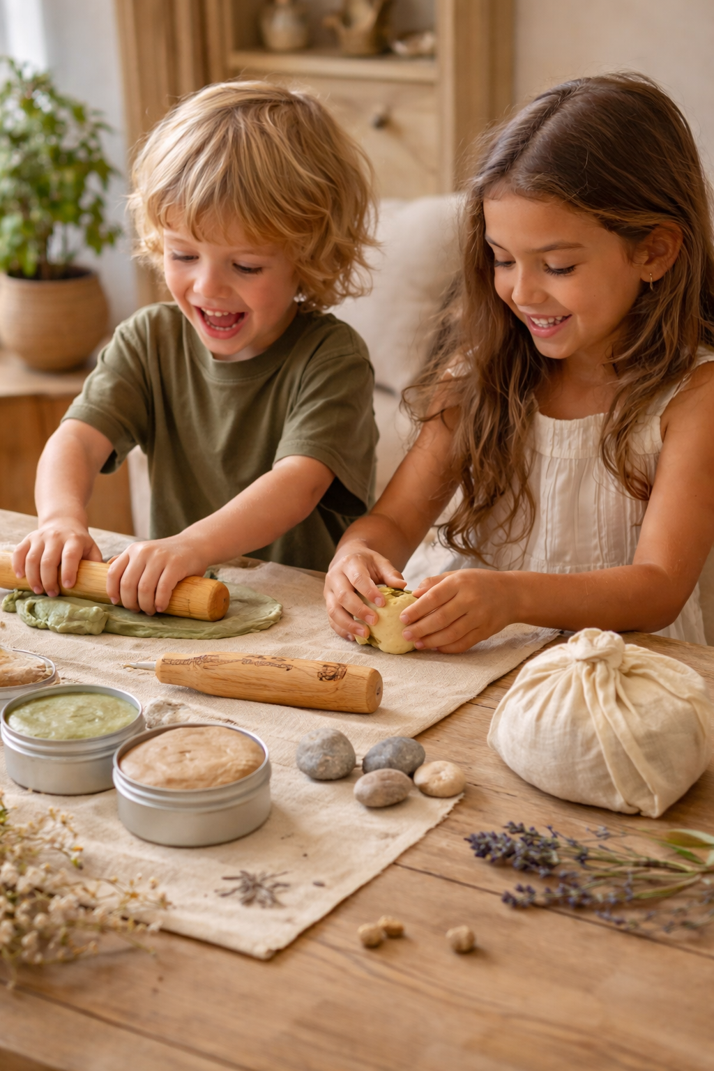 Children at a let's dough event in Dubai